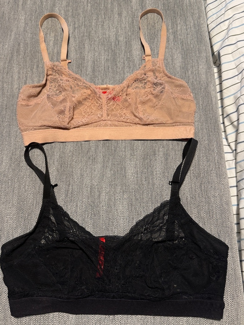 SPANX Lace Bralette Duo in Nude and Black